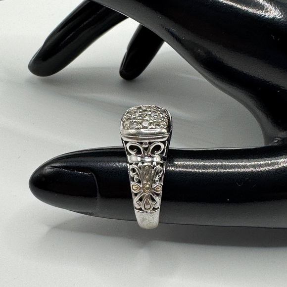 Jewelry - Vintage-Style Sterling Silver Ring with Pave Setting - Size 7